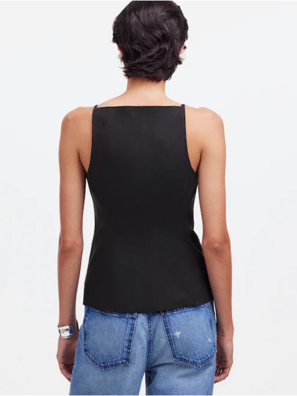 Square-Neck Vest in Drapey Twill - Picture 7 of 7